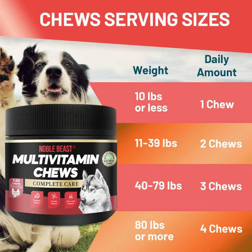 NOBLE BEAST Multivitamin Chews for Dogs - 120 Soft Chews - Chicken Flavor
