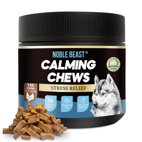NOBLE BEAST Hemp Calming Chews for Dogs - 120 Soft Chews - Chicken Flavor