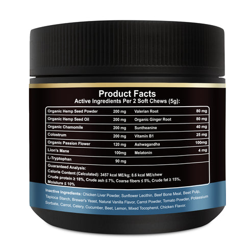 NOBLE BEAST Hemp Calming Chews for Dogs - 120 Soft Chews - Chicken Flavor