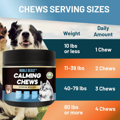NOBLE BEAST Hemp Calming Chews for Dogs - 120 Soft Chews - Chicken Flavor