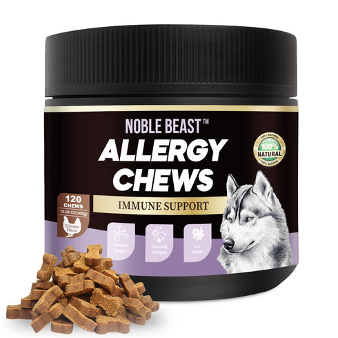 NOBLE BEAST Immune & Allergy Chews for Dogs - 120 Soft Chews - Chicken Flavor