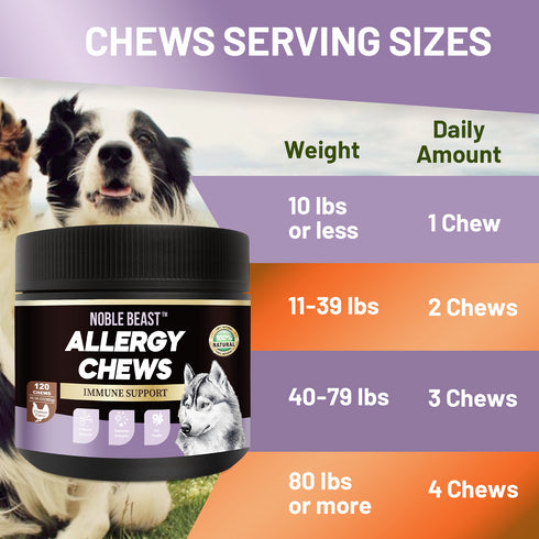 NOBLE BEAST Immune & Allergy Chews for Dogs - 120 Soft Chews - Chicken Flavor